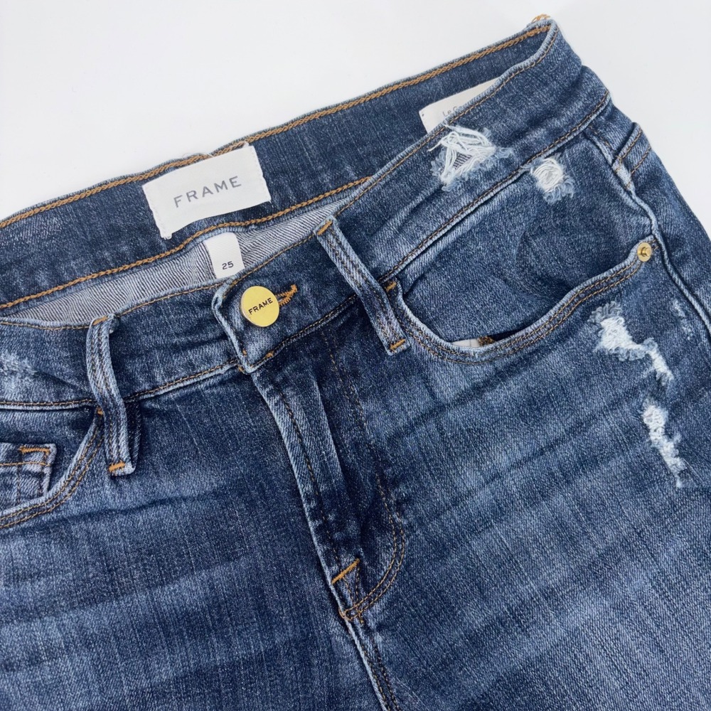 Frame Le Garcon Crop Jeans Covant Distressed Slim Boyfriend Denim Size 25
